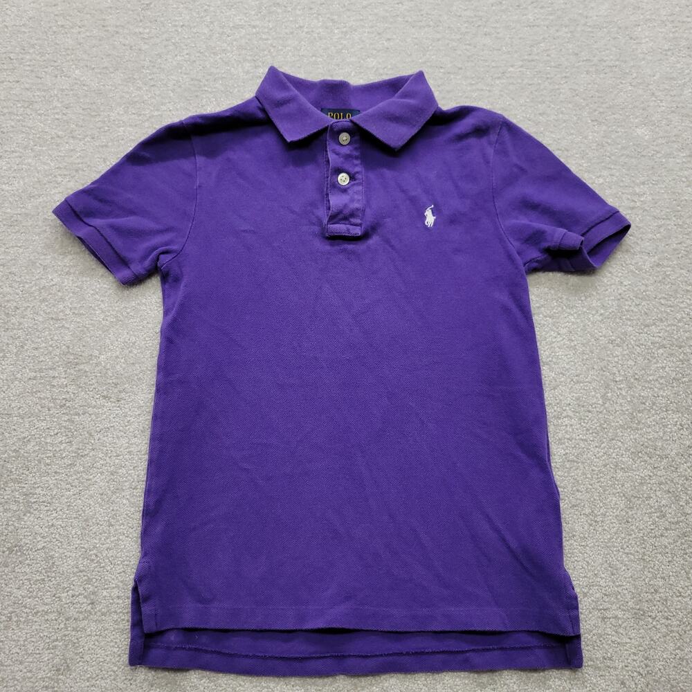 Polo Ralph Lauren Boys Size 7 Purple Short Sleeve Polo Shirt Pony Logo
